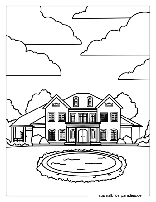 Haus Ausmalbild 5 als Gratis-PDF Haus Ausmalbild 5 - kostenlos zum Ausdrucken