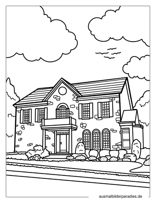 Haus Ausmalbild 6 als Gratis-PDF Haus Ausmalbild 6 - kostenlos zum Ausdrucken