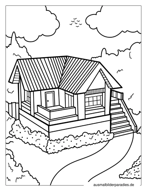 Haus Ausmalbild 7 als Gratis-PDF Haus Ausmalbild 7 - kostenlos zum Ausdrucken