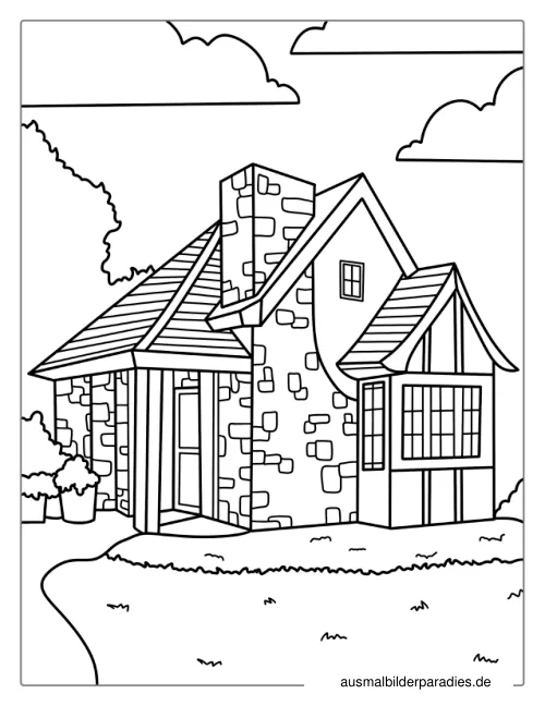 Haus Ausmalbild 8 als Gratis-PDF Haus Ausmalbild 8 - kostenlos zum Ausdrucken