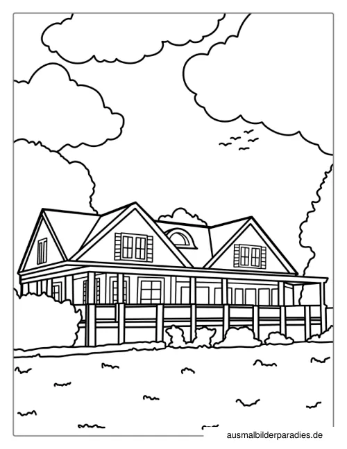 Haus Ausmalbild 9 als Gratis-PDF Haus Ausmalbild 9 - kostenlos zum Ausdrucken
