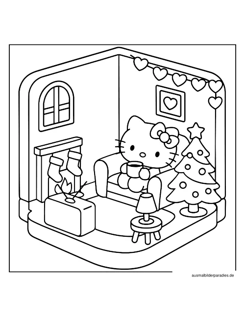 Hello Kitty Ausmalbild 10 als Gratis-PDF Hello Kitty Ausmalbild 10 - kostenlos zum Ausdrucken