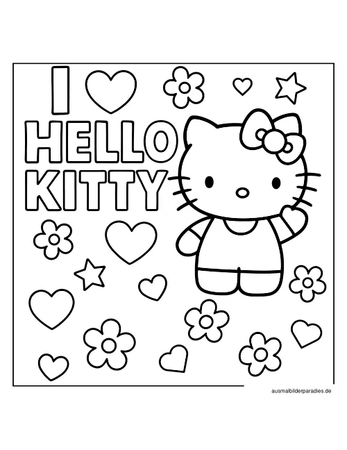 Hello Kitty Ausmalbild 11 als Gratis-PDF Hello Kitty Ausmalbild 11 - kostenlos zum Ausdrucken