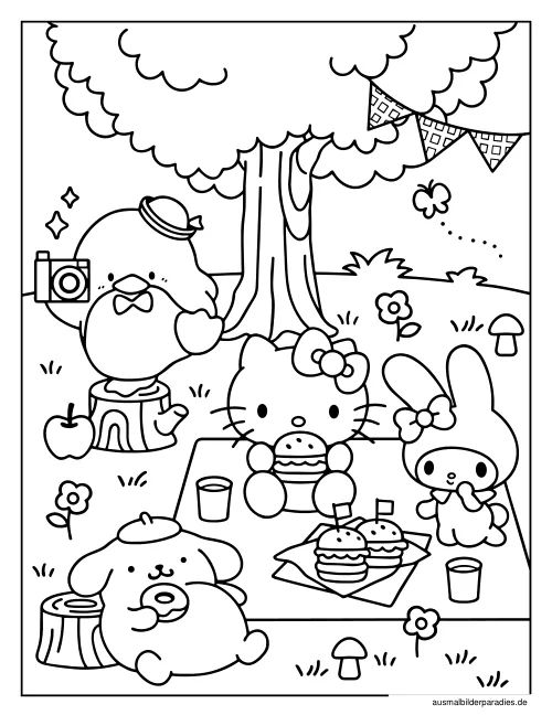 Hello Kitty Ausmalbild 19 als Gratis-PDF Hello Kitty Ausmalbild 19 - kostenlos zum Ausdrucken