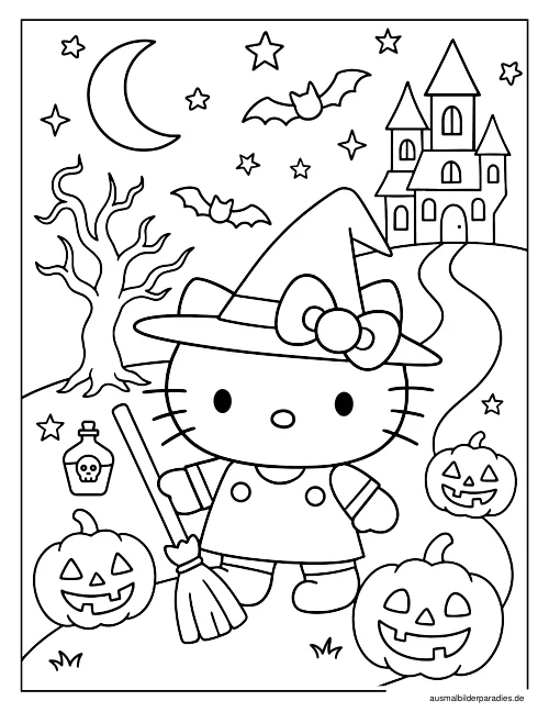 Hello Kitty Ausmalbild 2 als Gratis-PDF Hello Kitty Ausmalbild 2 - kostenlos zum Ausdrucken