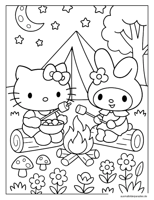 Hello Kitty Ausmalbild 21 als Gratis-PDF Hello Kitty Ausmalbild 21 - kostenlos zum Ausdrucken