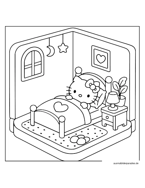 Hello Kitty Ausmalbild 3 als Gratis-PDF Hello Kitty Ausmalbild 3 - kostenlos zum Ausdrucken
