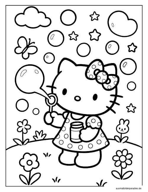 Hello Kitty Ausmalbild 34 als Gratis-PDF Hello Kitty Ausmalbild 34 - kostenlos zum Ausdrucken