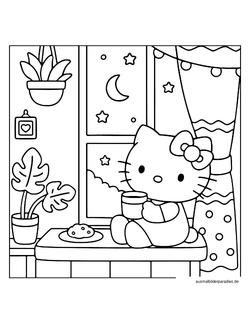 Hello Kitty Ausmalbild 5 als Gratis-PDF Hello Kitty Ausmalbild 5 - kostenlos zum Ausdrucken