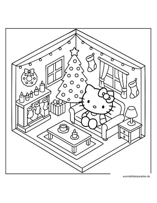 Hello Kitty Ausmalbild 6 als Gratis-PDF Hello Kitty Ausmalbild 6 - kostenlos zum Ausdrucken