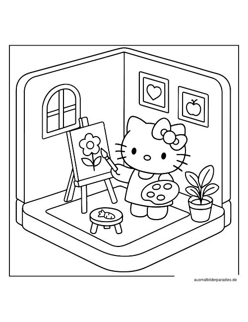 Hello Kitty Ausmalbild 8 als Gratis-PDF Hello Kitty Ausmalbild 8 - kostenlos zum Ausdrucken