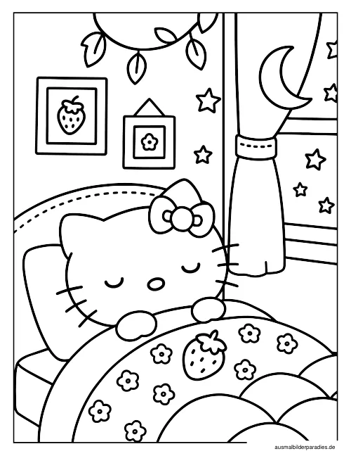 Hello Kitty Ausmalbild 9 als Gratis-PDF Hello Kitty Ausmalbild 9 - kostenlos zum Ausdrucken