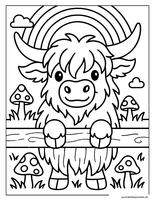 Hochlandrind Ausmalbild 5 - kostenlos zum Ausdrucken