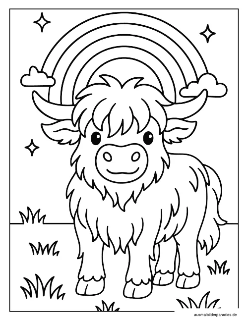 Hochlandrind Ausmalbild 6 - kostenlos zum Ausdrucken