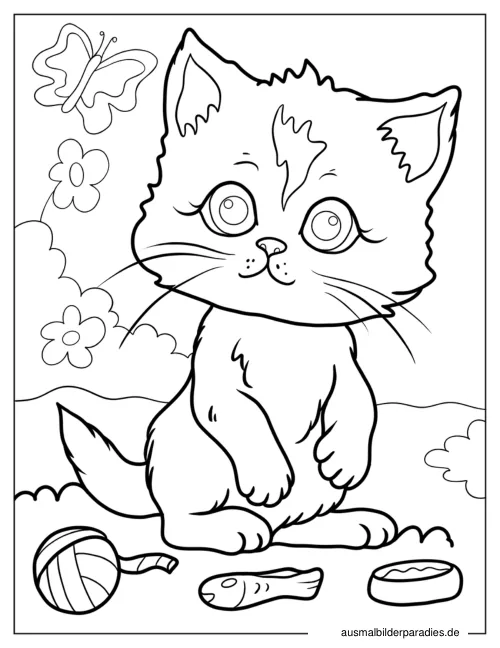 Kätzchen Ausmalbild 14 als Gratis-PDF Kätzchen Ausmalbild 14 - kostenlos zum Ausdrucken