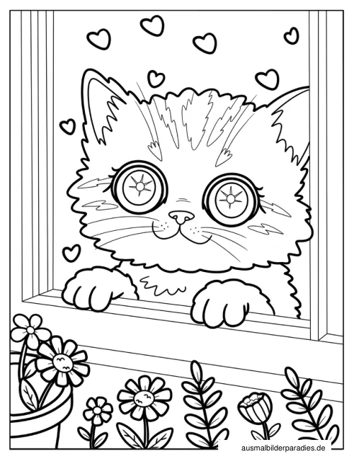 Kätzchen Ausmalbild 33 als Gratis-PDF Kätzchen Ausmalbild 33 - kostenlos zum Ausdrucken