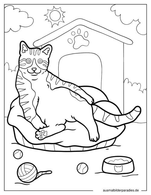 Katze Ausmalbild 12 als Gratis-PDF Katze Ausmalbild 12 - kostenlos zum Ausdrucken