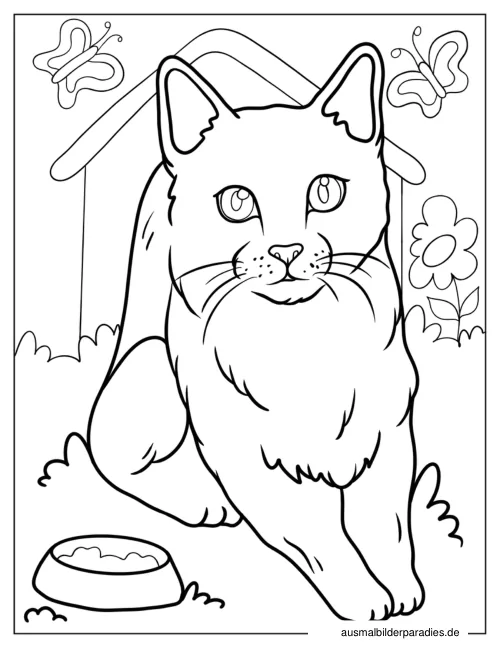 Katze Ausmalbild 13 als Gratis-PDF Katze Ausmalbild 13 - kostenlos zum Ausdrucken