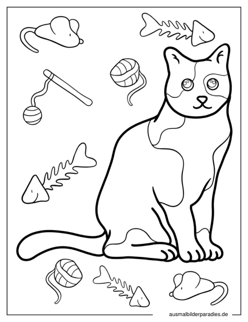 Katze Ausmalbild 15 als Gratis-PDF Katze Ausmalbild 15 - kostenlos zum Ausdrucken