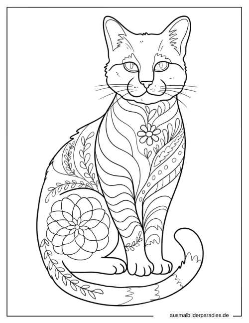 Katze Ausmalbild 18 als Gratis-PDF Katze Ausmalbild 18 - kostenlos zum Ausdrucken