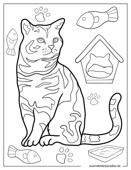 Katze Ausmalbild 27 als Gratis-PDF Katze Ausmalbild 27 - kostenlos zum Ausdrucken