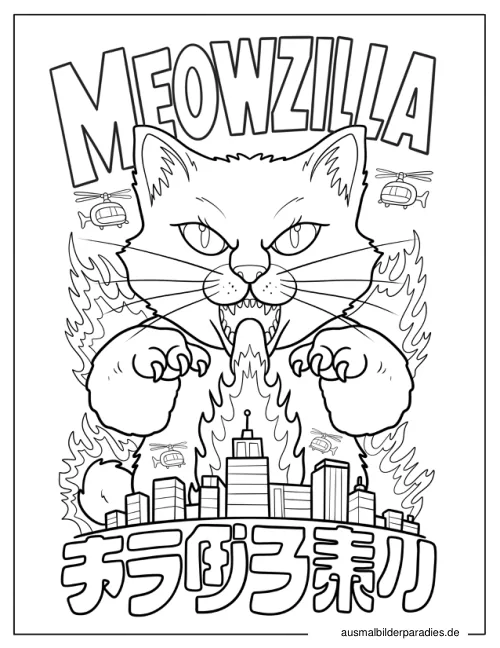 Katze Ausmalbild 36 als Gratis-PDF Katze Ausmalbild 36 - kostenlos zum Ausdrucken