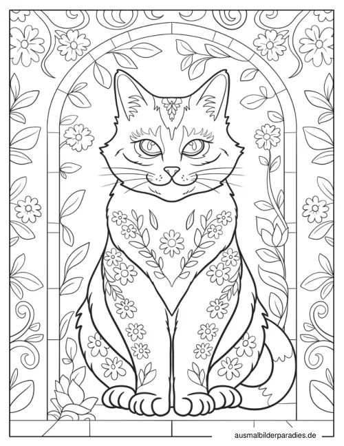 Katze Ausmalbild 5 als Gratis-PDF Katze Ausmalbild 5 - kostenlos zum Ausdrucken