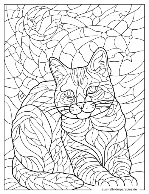 Katze Ausmalbild 6 als Gratis-PDF Katze Ausmalbild 6 - kostenlos zum Ausdrucken