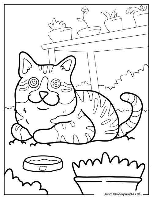 Katze Ausmalbild 7 als Gratis-PDF Katze Ausmalbild 7 - kostenlos zum Ausdrucken