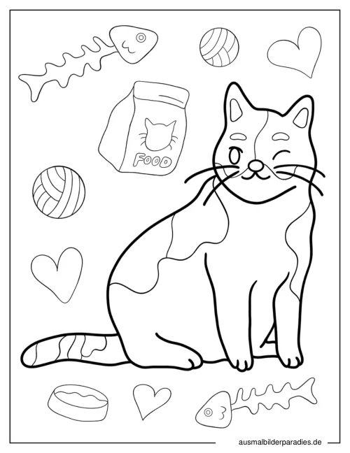 Katze Ausmalbild 8 als Gratis-PDF Katze Ausmalbild 8 - kostenlos zum Ausdrucken