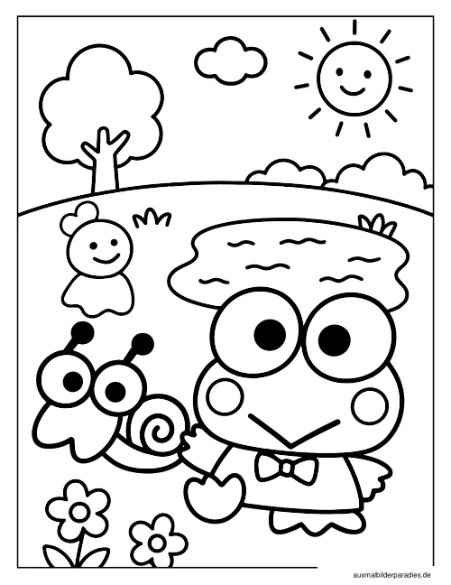 Keroppi Ausmalbild 11 - kostenlos zum Ausdrucken