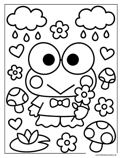 Keroppi Ausmalbild 36 - kostenlos zum Ausdrucken