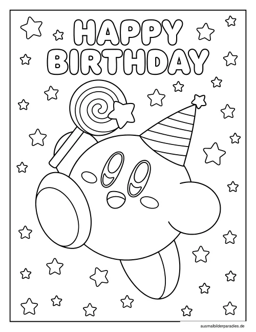 Kirby Ausmalbild 16 als Gratis-PDF Kirby Ausmalbild 16 - kostenlos zum Ausdrucken
