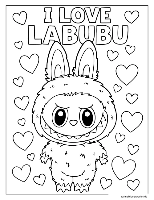 Labubu Ausmalbild 15 als Gratis-PDF Labubu Ausmalbild 15 - kostenlos zum Ausdrucken