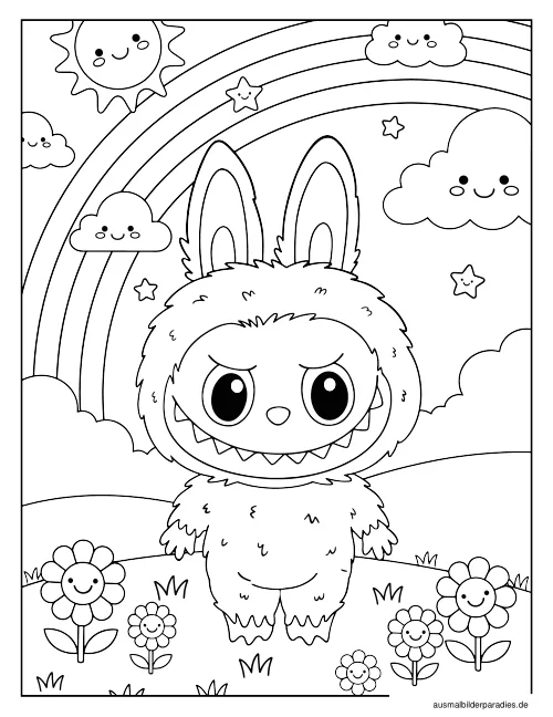 Labubu Ausmalbild 17 als Gratis-PDF Labubu Ausmalbild 17 - kostenlos zum Ausdrucken