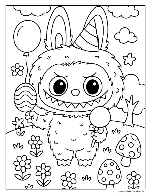 Labubu Ausmalbild 2 als Gratis-PDF Labubu Ausmalbild 2 - kostenlos zum Ausdrucken