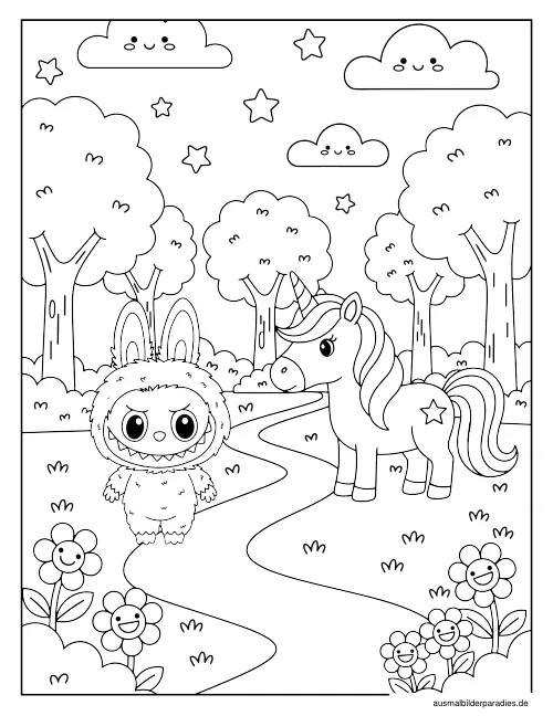 Labubu Ausmalbild 21 als Gratis-PDF Labubu Ausmalbild 21 - kostenlos zum Ausdrucken