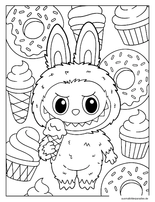 Labubu Ausmalbild 22 als Gratis-PDF Labubu Ausmalbild 22 - kostenlos zum Ausdrucken