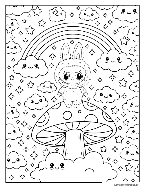 Labubu Ausmalbild 28 als Gratis-PDF Labubu Ausmalbild 28 - kostenlos zum Ausdrucken