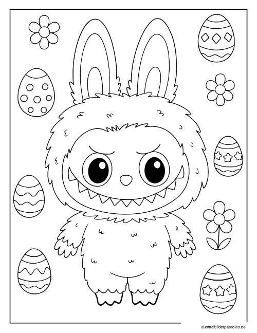 Labubu Ausmalbild 5 als Gratis-PDF Labubu Ausmalbild 5 - kostenlos zum Ausdrucken