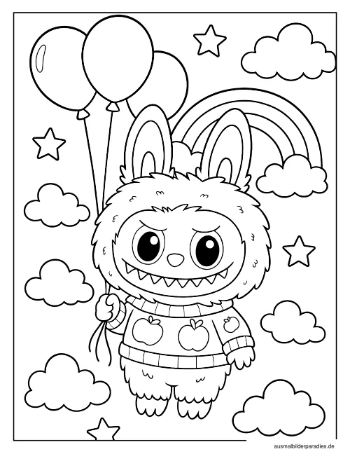 Labubu Ausmalbild 6 als Gratis-PDF Labubu Ausmalbild 6 - kostenlos zum Ausdrucken