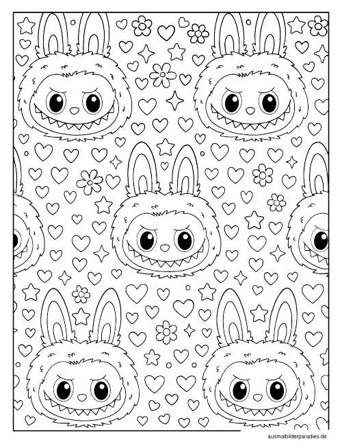 Labubu Ausmalbild 7 als Gratis-PDF Labubu Ausmalbild 7 - kostenlos zum Ausdrucken