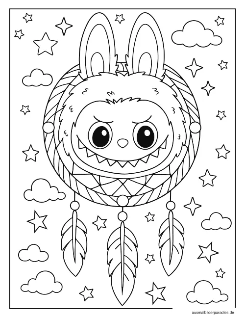 Labubu Ausmalbild 9 als Gratis-PDF Labubu Ausmalbild 9 - kostenlos zum Ausdrucken