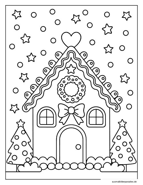 Lebkuchenhaus Ausmalbilder kostenlos zum Ausdrucken