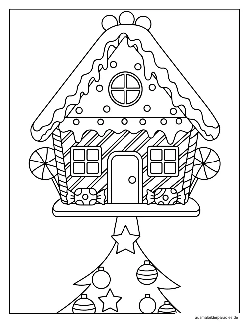 Lebkuchenhaus Ausmalbild 10 als Gratis-PDF Lebkuchenhaus Ausmalbild 10 - kostenlos zum Ausdrucken