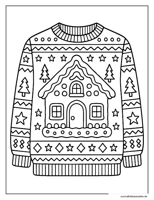 Lebkuchenhaus Ausmalbild 12 als Gratis-PDF Lebkuchenhaus Ausmalbild 12 - kostenlos zum Ausdrucken