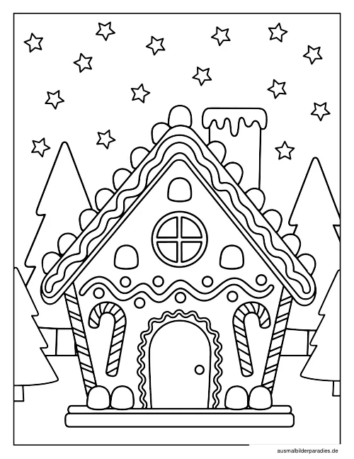 Lebkuchenhaus Ausmalbild 16 als Gratis-PDF Lebkuchenhaus Ausmalbild 16 - kostenlos zum Ausdrucken