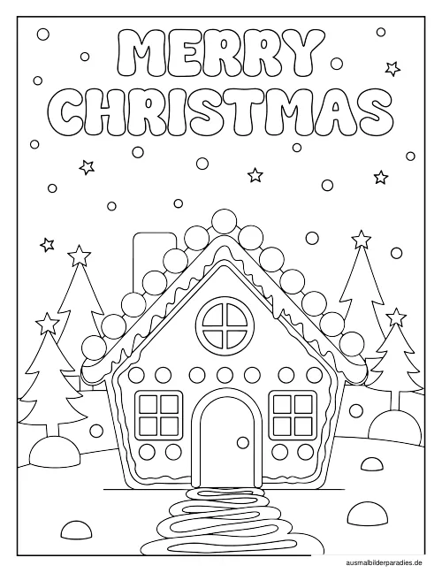 Lebkuchenhaus Ausmalbild 18 als Gratis-PDF Lebkuchenhaus Ausmalbild 18 - kostenlos zum Ausdrucken