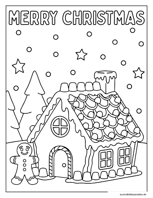 Lebkuchenhaus Ausmalbild 19 als Gratis-PDF Lebkuchenhaus Ausmalbild 19 - kostenlos zum Ausdrucken