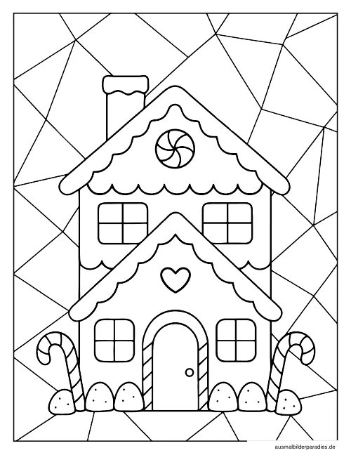 Lebkuchenhaus Ausmalbild 21 als Gratis-PDF Lebkuchenhaus Ausmalbild 21 - kostenlos zum Ausdrucken